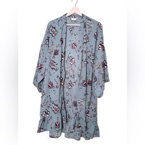 Plus Junarose Floral‎ Print Kimono Robe duster Blue Pink US 22 boho